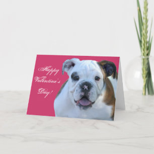 Happy Valentine's Bulldog puppy greeting card