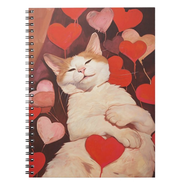 Happy Valentines Cat Notebook (Front)