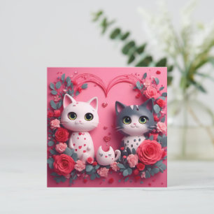 Happy Valentine's Cats Holiday Card