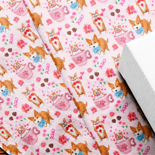 Happy Valentine's Corgi Day Pattern  Tissue Paper (Creator Uploaded)