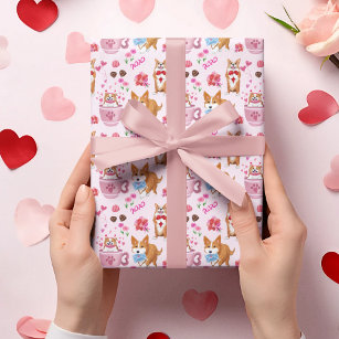 Happy Valentine's Corgi Day Pattern  Wrapping Paper