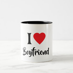 Happy valentine's cute red heart  Two-Tone coffee mug