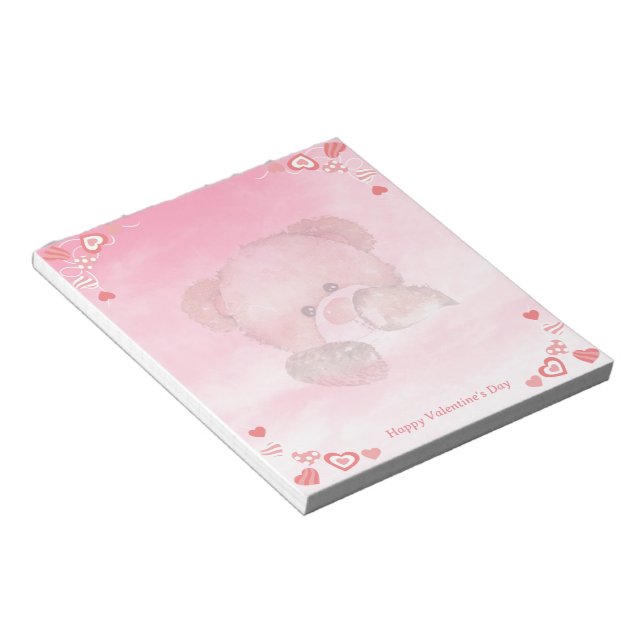 Happy Valentines Cute Teddy Bear  Notepad (Angled)