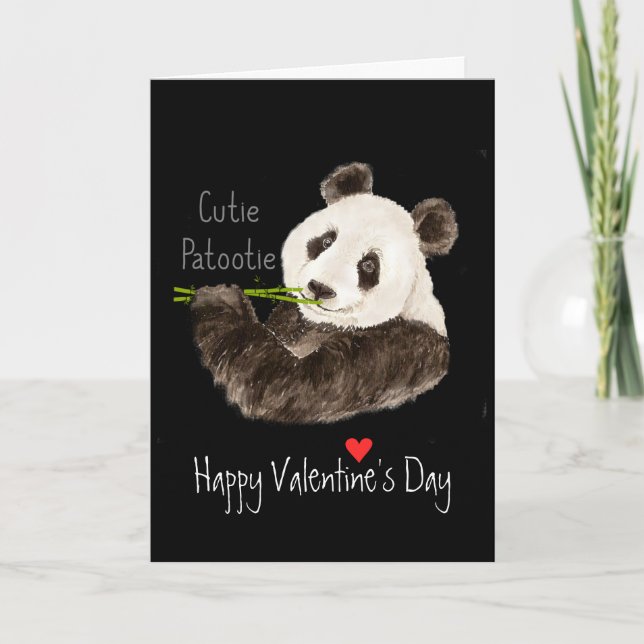 Happy Valentine's Cutie Patootie Fun Panda Bear Holiday Card (Front)
