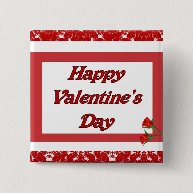 Happy Valentine's Day 15 Cm Square Badge (Front)