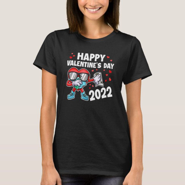 Happy Valentines Day 2022 Dabbing Heart Dab Face M T-Shirt (Front)