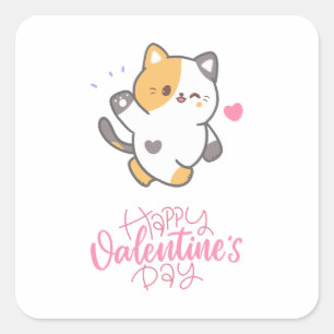 Happy Valentine's Day 2023 -Cats Lover Valentine Square Sticker