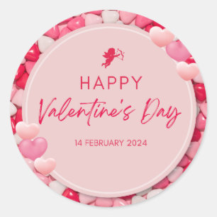 Happy Valentine's Day 2024 Classic Round Sticker