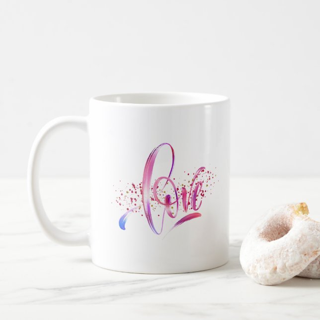 Happy Valentine's Day 2024 -Love Images Colourful  Coffee Mug (With Donut)