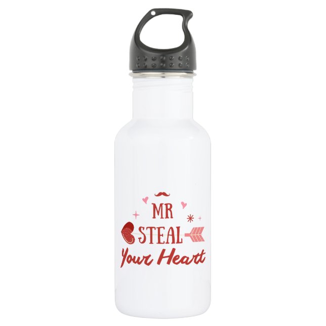 Happy Valentine's Day 2024 -Valentines Day hearts  532 Ml Water Bottle (Front)