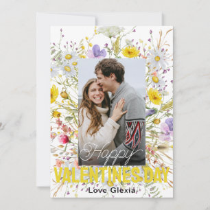 Happy Valentine's Day 2 Photo Collage FLORAL Holiday Card