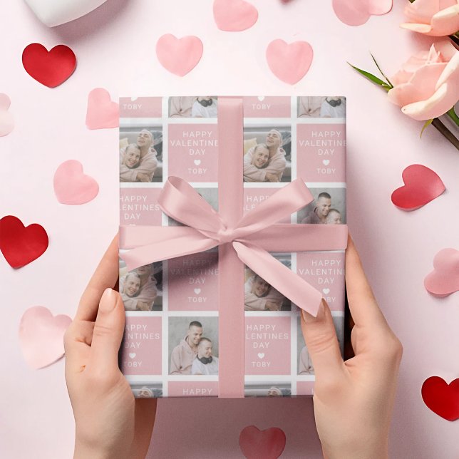 Happy Valentines Day | 2 Photo Holiday Wrapping Paper (Creator Uploaded)