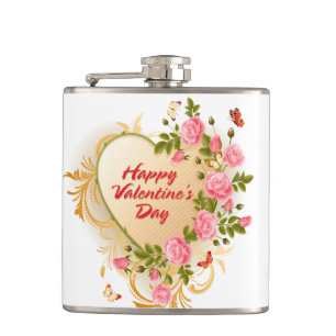 Happy Valentine's Day 2 Wrapped Flask