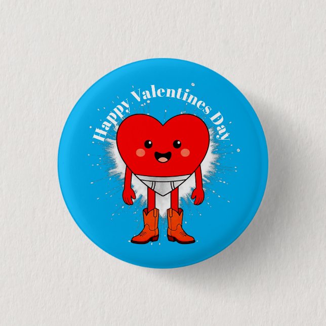 HAPPY VALENTINES DAY 3 CM ROUND BADGE (Front)