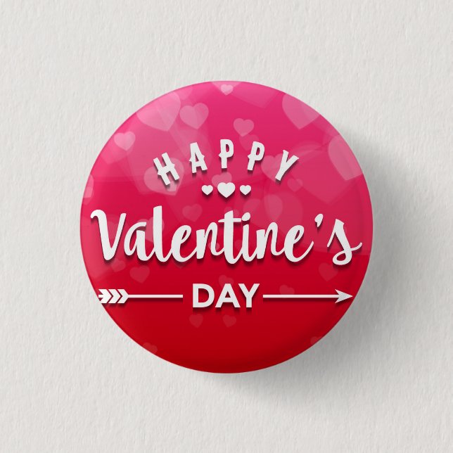 Happy Valentine's Day 3 Cm Round Badge (Front)