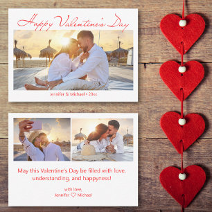 happy valentines day 3 photos red script holiday card