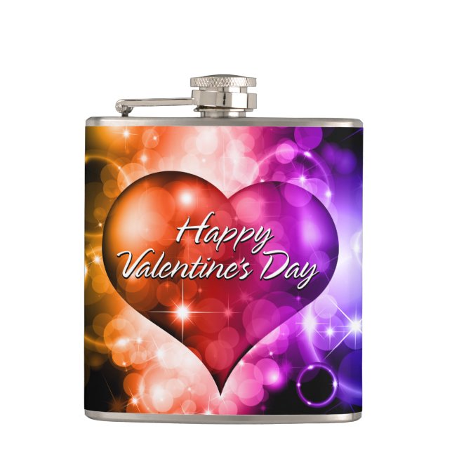 Happy Valentine's Day 5A Wrapped Flask (Front)