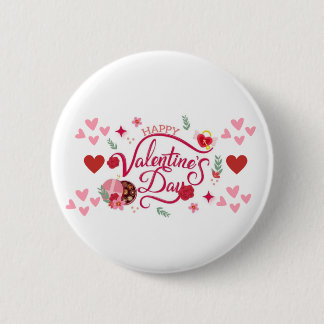 Happy Valentine's Day 6 Cm Round Badge