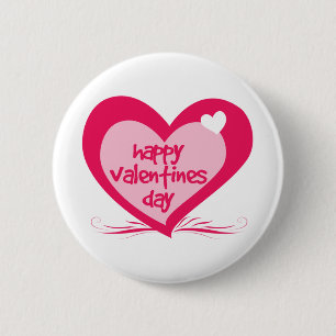 Happy Valentines Day 6 Cm Round Badge
