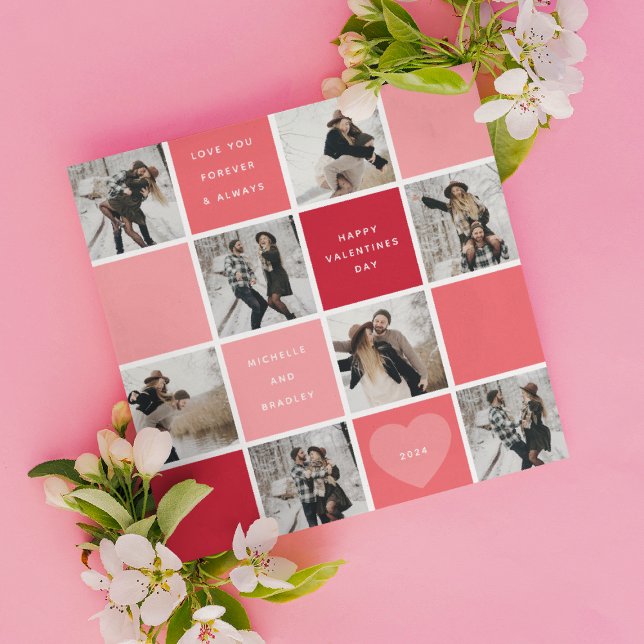 Happy Valentines Day 8 Photo Grid Holiday Card (Creator Uploaded)