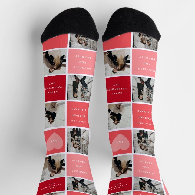 Happy Valentines Day 8 Photo Grid Socks (Top)