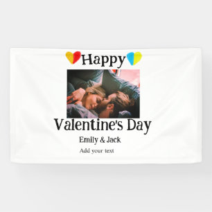 Happy valentine's day add couple name photo simple banner