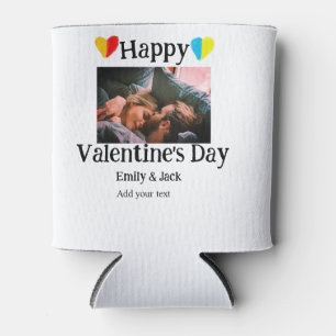 Happy valentine's day add couple name photo simple can cooler