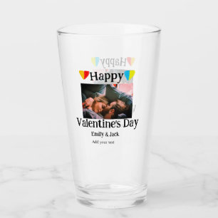 Happy valentine's day add couple name photo simple glass