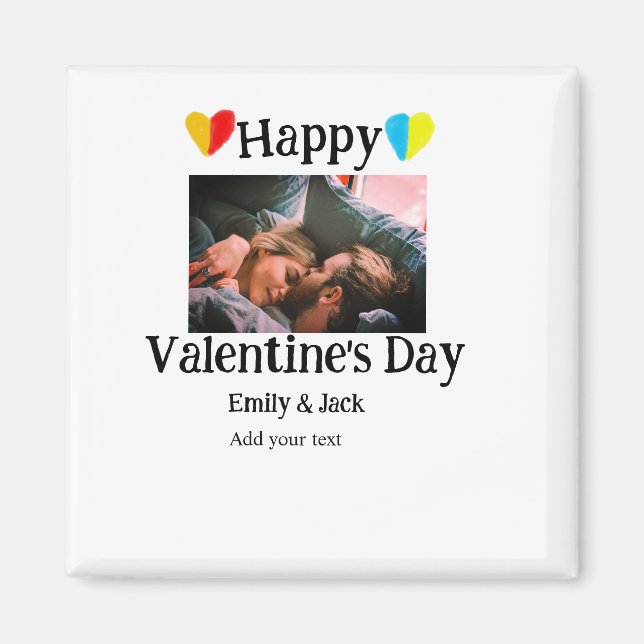 Happy valentine's day add couple name photo simple magnet (Front)