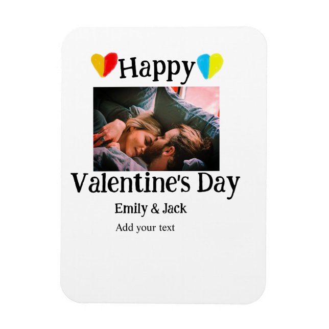 Happy valentine's day add couple name photo simple magnet (Vertical)
