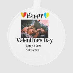 Happy valentine's day add couple name photo simple ornament