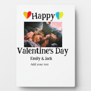 Happy valentine's day add couple name photo simple plaque