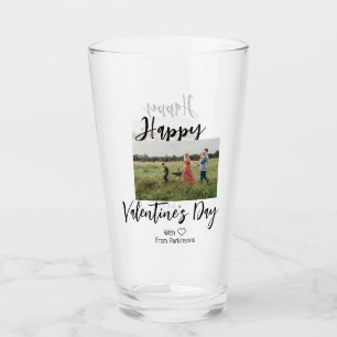 Happy Valentine's day add family name photo simple Glass