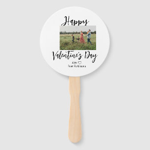 Happy Valentine's day add family name photo simple Hand Fan