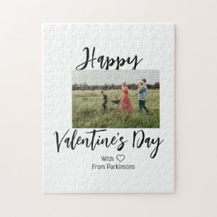 Happy Valentine's day add family name photo simple Jigsaw Puzzle