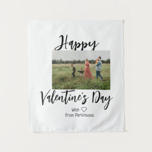 Happy Valentine's day add family name photo simple Tapestry