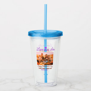 Happy valentine's day add family photo name year acrylic tumbler