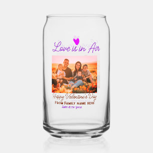 Happy valentine's day add family photo name year can glass