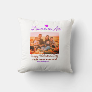 Happy valentine's day add family photo name year cushion