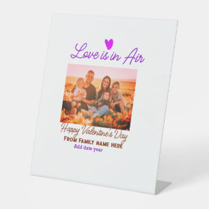 Happy valentine's day add family photo name year pedestal sign