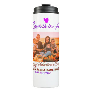 Happy valentine's day add family photo name year thermal tumbler