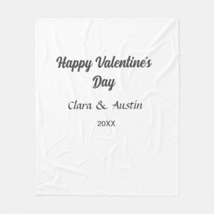Happy Valentine's day add name date simple minimal Fleece Blanket
