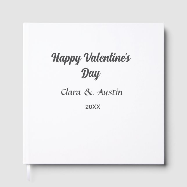 Happy Valentine's day add name date simple minimal Guest Book (Front)