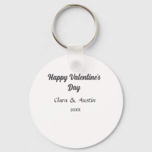 Happy Valentine's day add name date simple minimal Key Ring