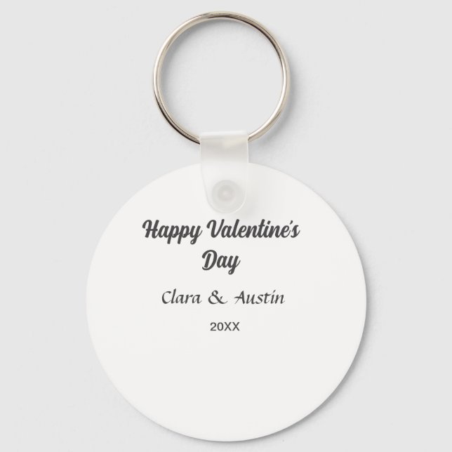 Happy Valentine's day add name date simple minimal Key Ring (Front)