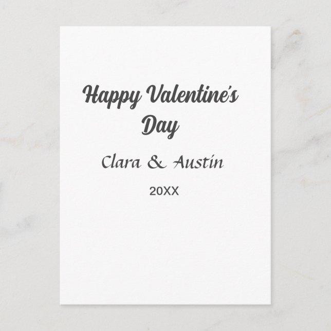 Happy Valentine's day add name date simple minimal Postcard (Front)