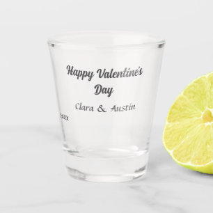 Happy Valentine's day add name date simple minimal Shot Glass