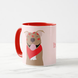 Happy Valentines Day American Bulldog Kiss Marks Mug