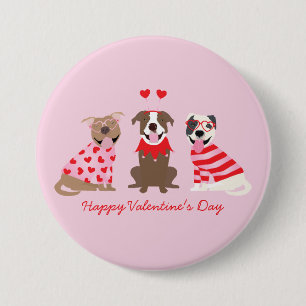 Happy Valentines Day American Pit Bull Terriers 7.5 Cm Round Badge