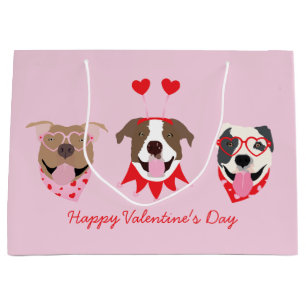 Happy Valentines Day American Pit Bull Terriers Large Gift Bag
